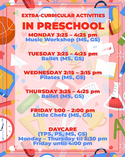 Extra-curricular activities in preschool