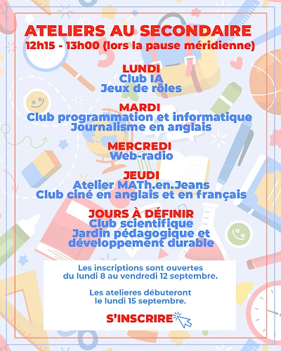 Ateliers au secondaire