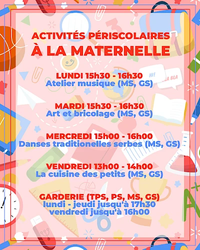Activités périscolaires maternelle 2026